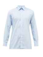Charvet - Point-collar Cotton-poplin Shirt - Mens - Light Blue