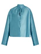Balenciaga Buttoned-collar Long-sleeved Jersey Blouse