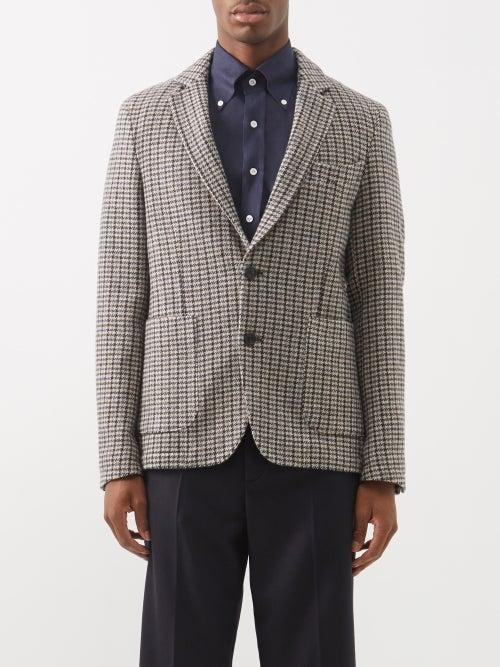 Officine Gnrale - Single-breasted Wool-houndstooth Blazer - Mens - Beige Multi