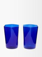 R+d.lab - Set Of Two Nini Hexagon Glass Tumblers - Dark Blue