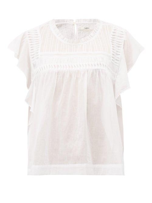 Matchesfashion.com Isabel Marant Toile - Layona Folded Ruffled Cotton Top - Womens - White