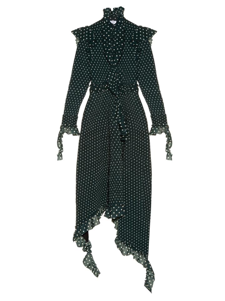 Vetements Ruffled-shoulder Polka-dot Print Crepe Dress