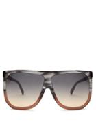 Matchesfashion.com Loewe - Filipa Oversized Flat Top Acetate Sunglasses - Womens - Grey