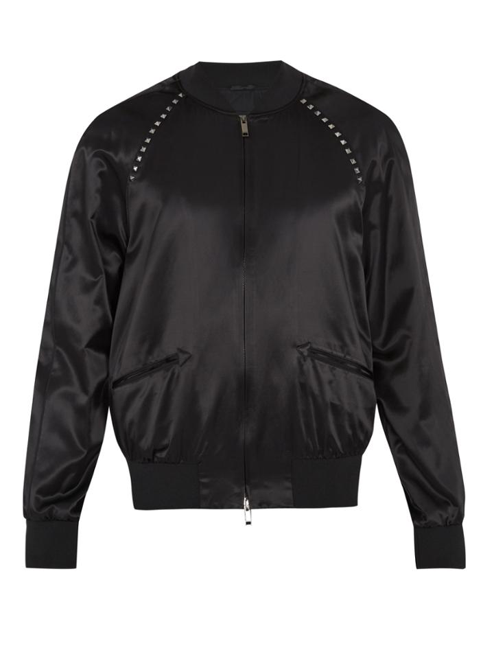Valentino Rockstud Untitled #14 Satin Bomber Jacket
