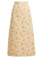 Matchesfashion.com The Vampire's Wife - Biba A Line Brocade Skirt - Womens - Yellow Multi