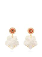 Matchesfashion.com Lizzie Fortunato - Monte Carlo Mother Of Pearl Flower Earrings - Womens - White