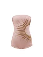 Matchesfashion.com Adriana Degreas - Soleil Beaded Bandeau Swimsuit - Womens - Light Pink