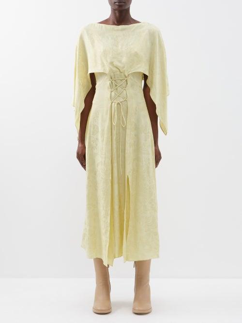 Acne Studios - Danissa Layered Floral-jacquard Satin Dress - Womens - Yellow