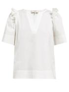 Matchesfashion.com Sea - Luna Ruffled Cotton Blend Top - Womens - White