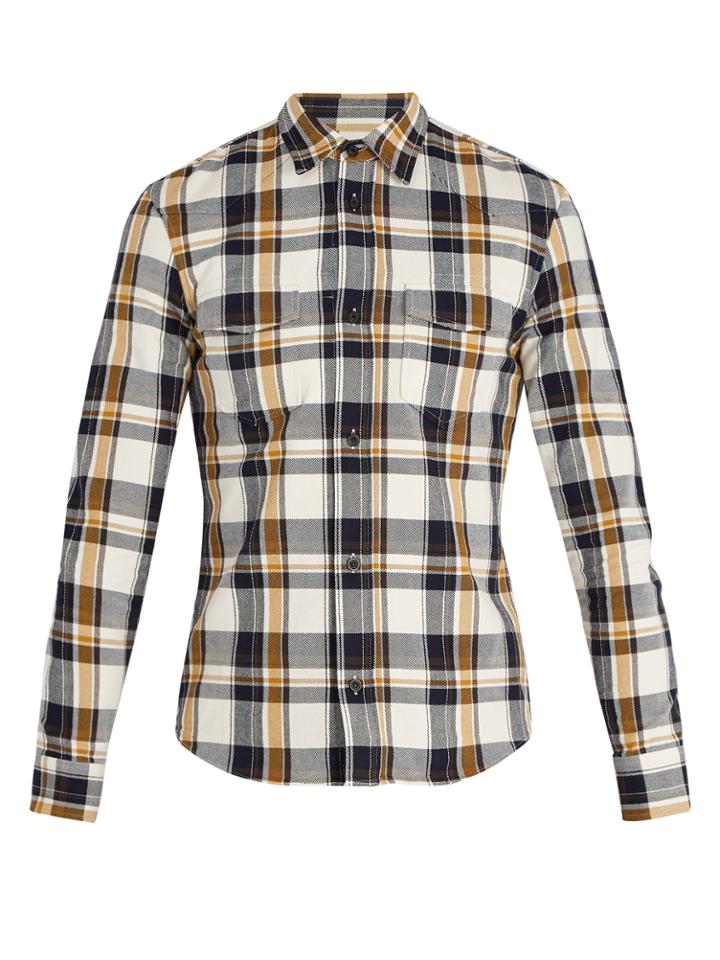 Maison Margiela Spread-collar Checked Cotton-twill Shirt