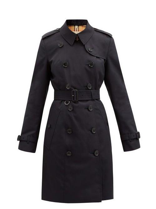 Matchesfashion.com Burberry - Chelsea Double-breasted Gabardine Trench Coat - Womens - Navy