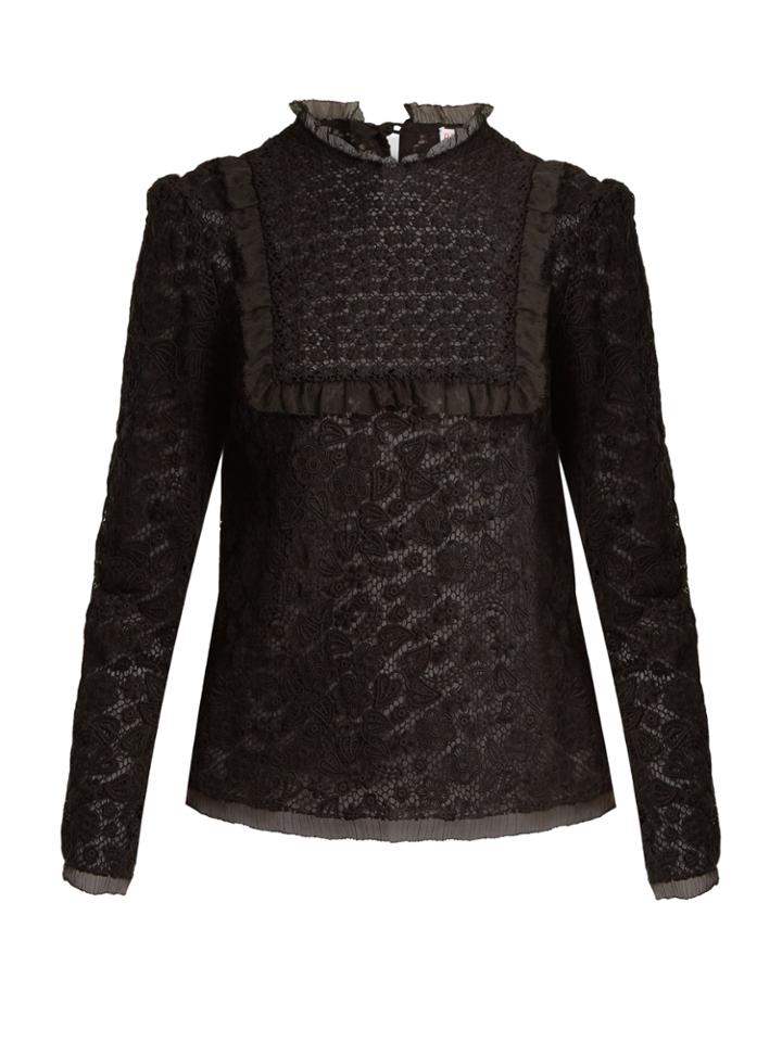 Redvalentino Floral Macram-lace Cotton Blouse