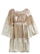 Matchesfashion.com Lisa Marie Fernandez - Panelled Tiered Lam Midi Dress - Womens - Gold Multi