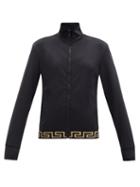 Matchesfashion.com Versace - Greca-jacquard Cotton-blend Jersey Jacket - Womens - Black