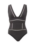 Matchesfashion.com Zimmermann - Bonita Ladder Cutout Swimsuit - Womens - Black