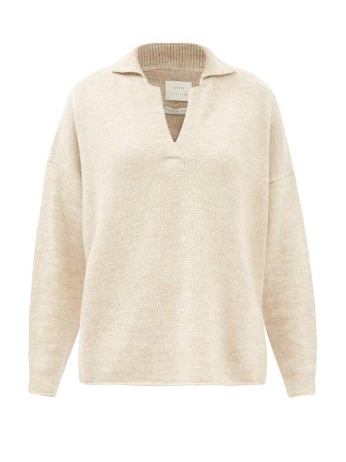 Lauren Manoogian - Collared Merino Wool-blend Sweater - Womens - Light Beige