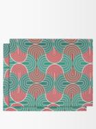 La Doublej - Set Of Two Slinky Verde-print Linen Placemats - Womens - Green Multi