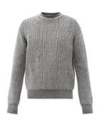 Matchesfashion.com John Elliott - Distressed Striped Merino-wool Sweater - Mens - Grey