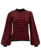 Matchesfashion.com Ganni - Balloon-sleeved Striped Sweater - Womens - Black Multi