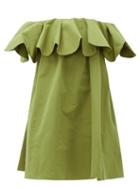 Matchesfashion.com Valentino - Off-the-shoulder Cotton-blend Faille Mini Dress - Womens - Green