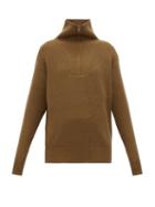 Matchesfashion.com Nili Lotan - Beni Half Zip Cashmere Sweater - Womens - Brown