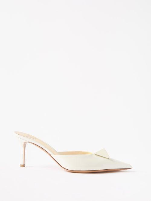 Valentino Garavani - One Stud 70 Leather Mules - Womens - Ivory