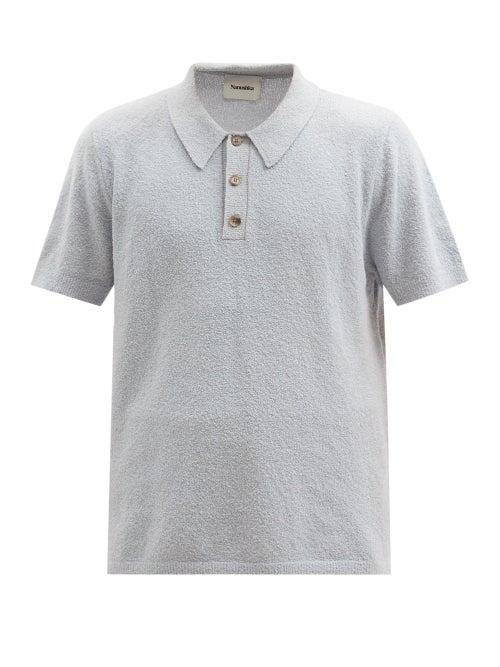 Matchesfashion.com Nanushka - Marus Cotton-bend Terry Polo Shirt - Mens - Light Blue