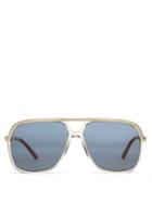 Matchesfashion.com Gucci - Rectangular Frame Acetate And Metal Sunglasses - Mens - Brown