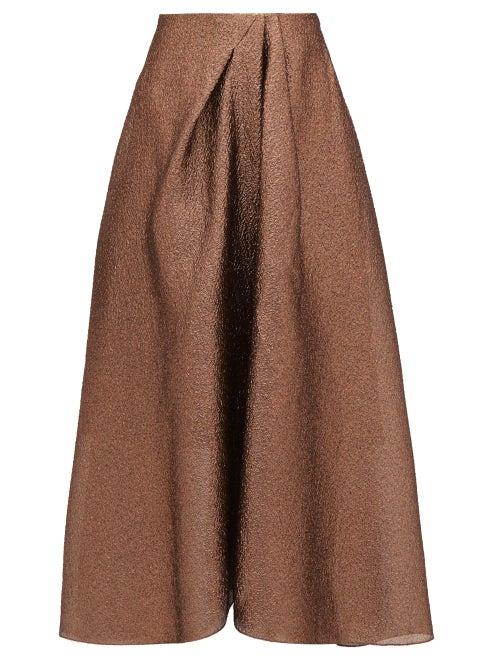 Matchesfashion.com Roland Mouret - Mulligan Lam Cloqu Skirt - Womens - Copper