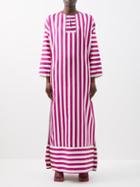 Taller Marmo - Marella Striped-faille Maxi Tunic - Womens - Ivory Pink