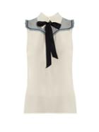 Miu Miu Neck-tie Sleeveless Silk Crepe De Chine Blouse