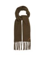 Matchesfashion.com Acne Studios - Villy Logo Embroidered Wool Blend Boucl Scarf - Womens - Khaki