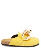 Matchesfashion.com Jw Anderson - Chain Backless Suede Loafers - Womens - Yellow