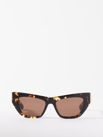 Bottega Veneta Eyewear - Cat-eye Tortoiseshell-acetate Sunglasses - Womens - Brown Multi