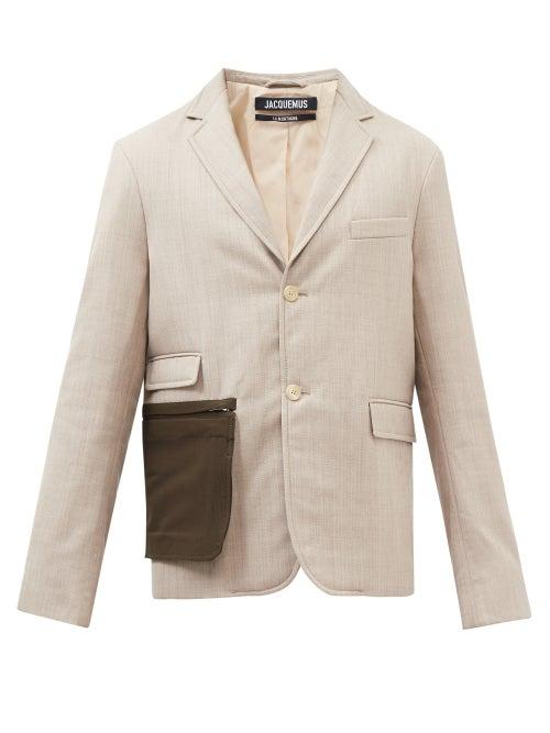 Jacquemus - Single-breasted Wool Blazer - Mens - Beige