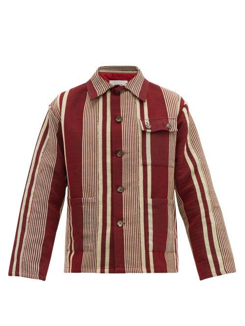 Matchesfashion.com Bode - Striped Cotton Jacket - Mens - Burgundy Multi