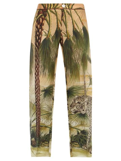 Matchesfashion.com F.r.s - For Restless Sleepers - Ceo Jungle-print Silk-satin Trousers - Womens - Orange Print