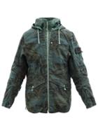 Stone Island Shadow Project - Logo-patch Floral-print Linen-blend Hooded Parka - Mens - Green