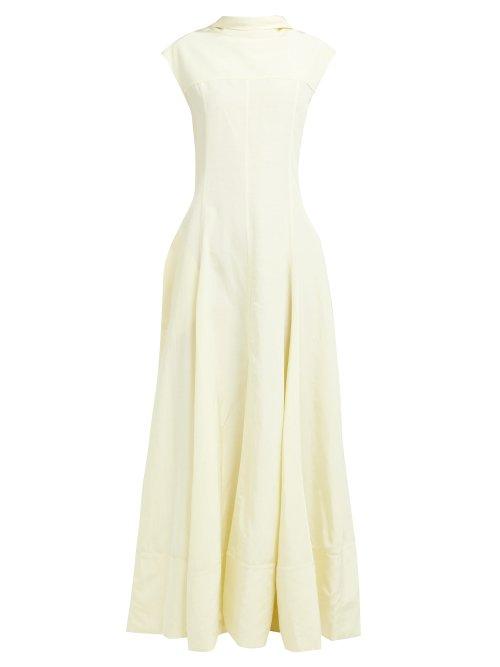 Matchesfashion.com Jil Sander - Gatsby Slit Hem Open Back Dress - Womens - Light Yellow