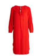 Raquel Allegra Frayed-hem Long-sleeved Crepe Dress