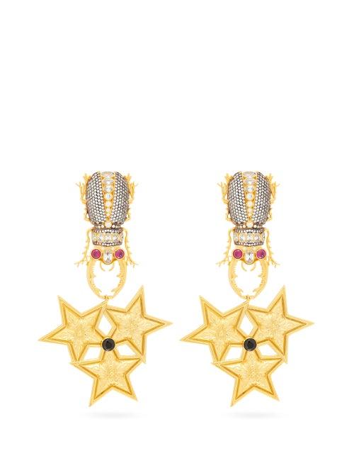 Matchesfashion.com Begum Khan - King Beetle Harem Gold Plated Clip Earrings - Womens - Gold Multi