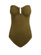 Matchesfashion.com Eres - Casiopee Duni Strapless Swimsuit - Womens - Khaki