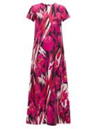 Matchesfashion.com La Doublej - Swing Peony-print Maxi Dress - Womens - Pink Multi