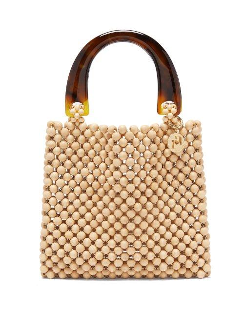Matchesfashion.com Rosantica By Michela Panero - Marv Wooden Beaded Bag - Womens - Beige Multi