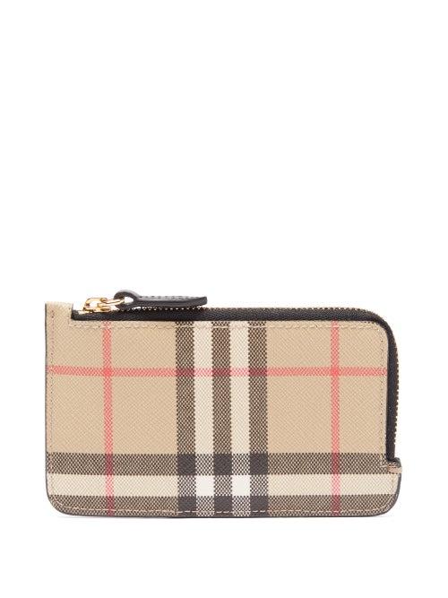 Burberry - Somerset Checked Leather-trim Cardholder - Womens - Beige Multi