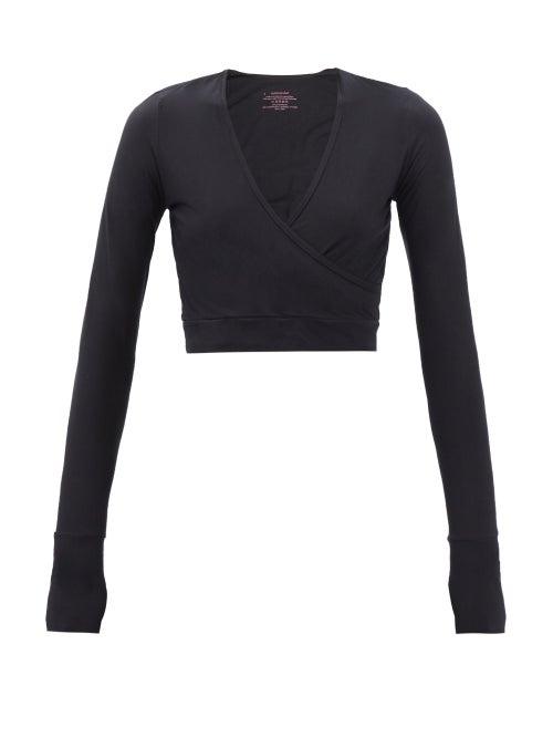 Commando - Butter Jersey Wrap Crop Top - Womens - Black