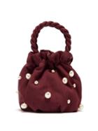 Matchesfashion.com Staud - Grace Faux Pearl Embellished Twill Bag - Womens - Burgundy