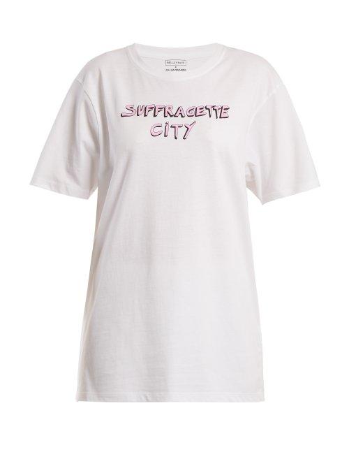 Matchesfashion.com Bella Freud - X Gillian Wearing Suffragette City T Shirt - Womens - White Multi