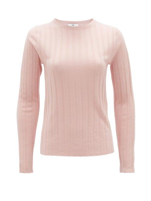 Matchesfashion.com Allude - Wide-rib Merino Wool Sweater - Womens - Light Pink