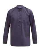 Matchesfashion.com Barena Venezia - Cotton-poplin Collarless Shirt - Mens - Navy